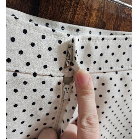 VINTAGE Boutique A-Line White Polka Dot Midi Skirt Est Size XS - Picture 8 of 10